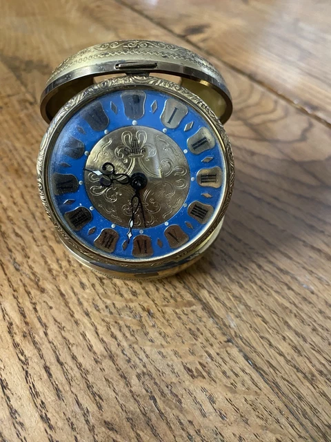 Pendulette De Voyage 8 Jours 'Septima Switzerland' - Émaillée, Années 1920, Bronze Doré - Vintage