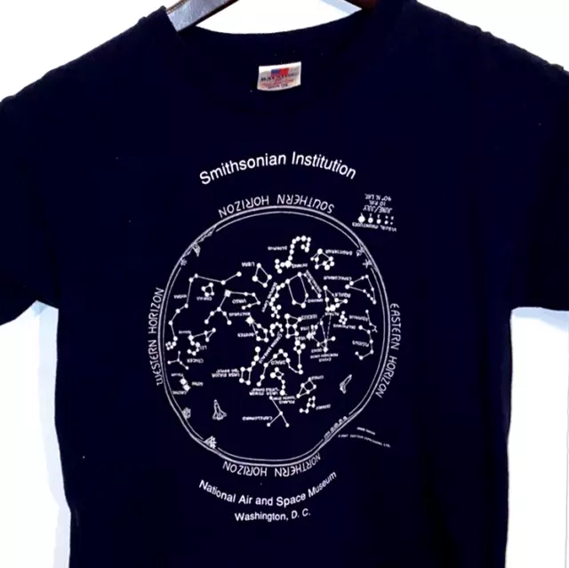 Vtg AIR & SPACE MUSEUM T SHIRT Rare Glow In The Dark Night Sky SHUTTLE S/XS