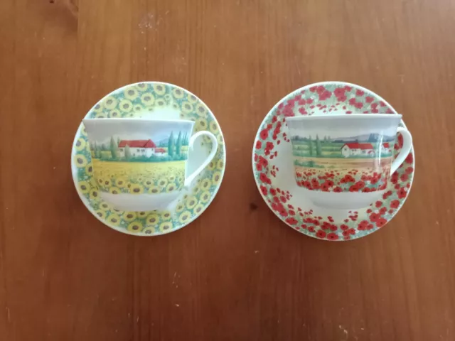 2 Tasses Avec Sous Tasse Fine Bone China Roy Kirkham Tuscany 2004