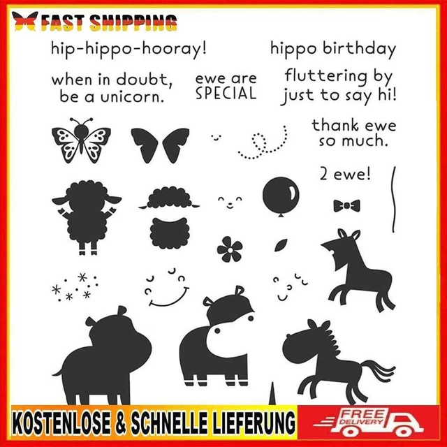 Nesrunx Stanzformen für Kartenherstellung, Tier-Serie, Silikon, transparent, Ste