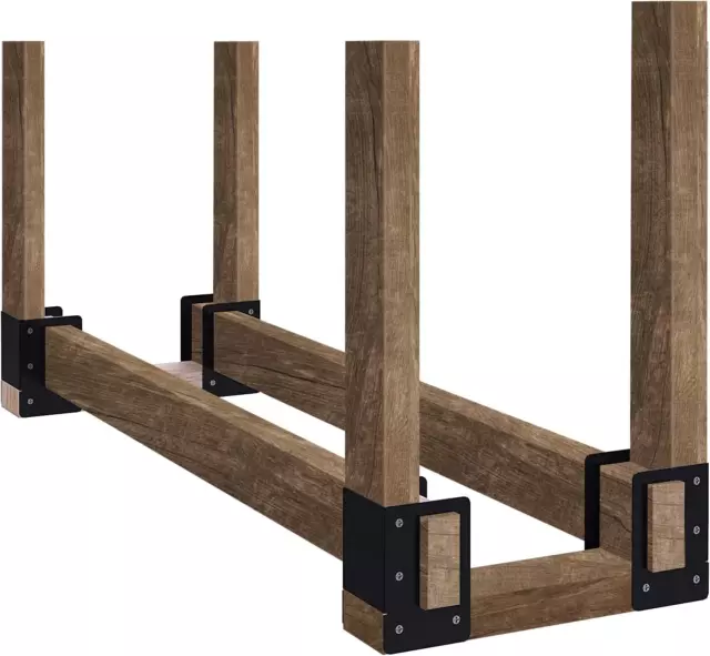 4 Pack Firewood Log Storage Rack Bracket,Indoor Outdoor Adjustable Heavy Duty