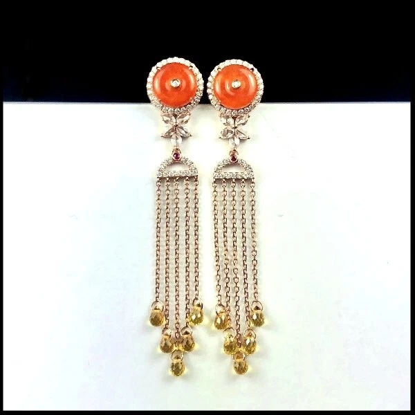 【KOOJADE】Icy Emerald Red Doughnut Jadeite Jade Earring 《Grade A》