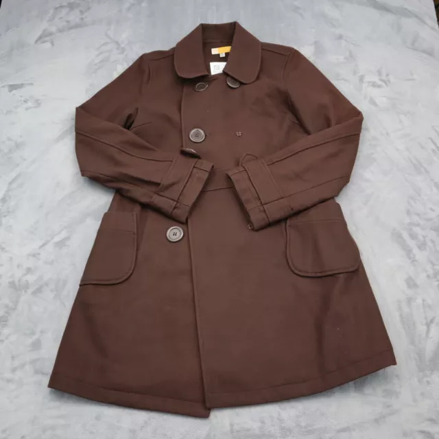 Tulle Jacket Womens XL Brown Double Breasted Pockets Long Sleeve Trench Coat