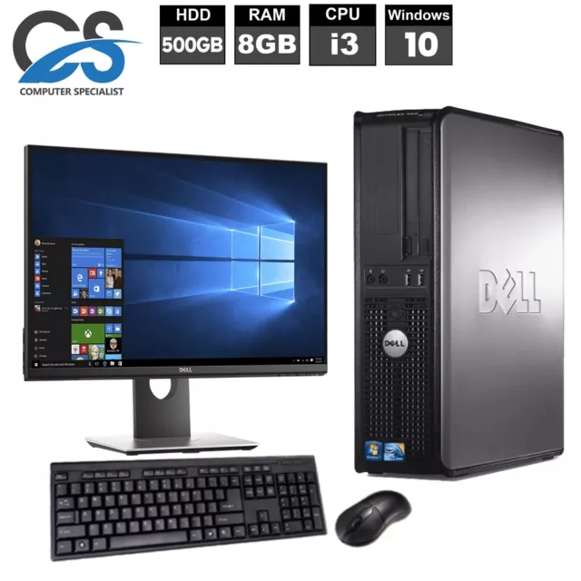 FULL DELL/HP DESKTOP COMPUTER INTEL CORE i3 8GB RAM 500GB HDD 19"TFT LCD WINS10