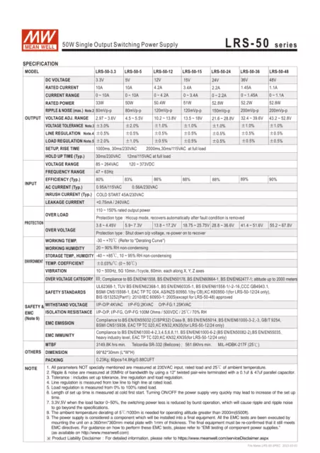 Mean Well LRS Alimentatore Led Power Supply 5 12 15 24 48 V Trasformatore Strip 3