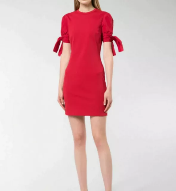 $645 Red Valentino Puff Sleeve Bow Tie Detail Mini Dress Size XS