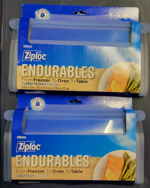 Ziploc Endurables Small Pouch, 1 Cup, 8 fl oz, Reusable Silicone, from Freezer, to Oven, to Table, 2 Pack