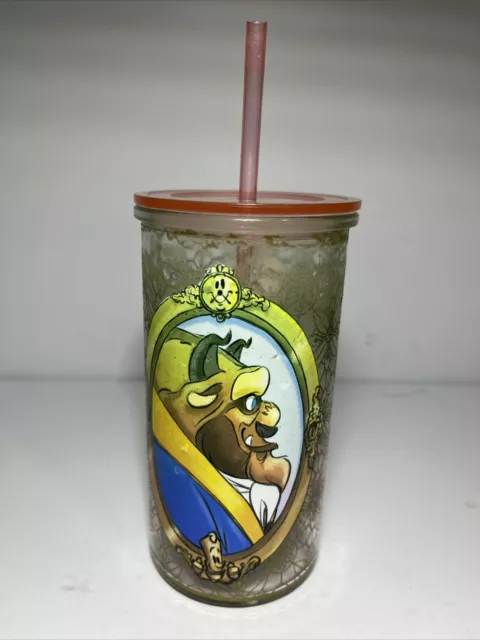 Rare Disney Store Art of Belle Princess Glass Tumbler Straw Beauty & The Beast 3