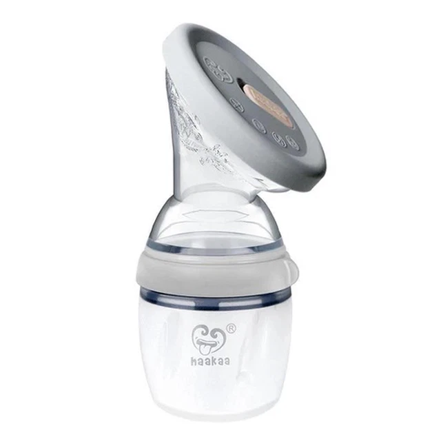 Haakaa Silicone Breast Pump and Cap Set, Gen 3 (Grey) - 160mL