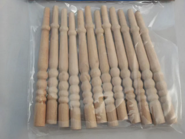 Spindles Balusters CLA70201 dollhouse 1/12 scale  wooden miniatures 12pc