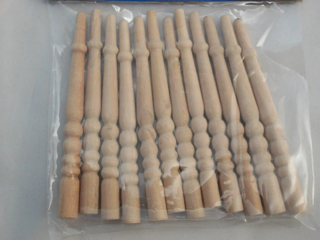 Spindles Balusters CLA70201 dollhouse 1/12 scale  wooden miniatures 12pc