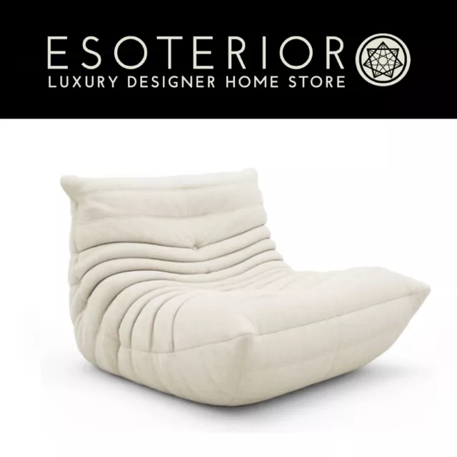 French Style Mid-Century Modern Bouclé Fleece Lounge Chair, White