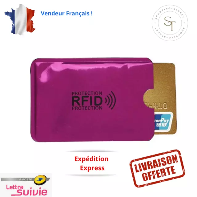 Étui RFID Protection Carte Bancaire Sans Contact Anti Piratage Pochette Rose