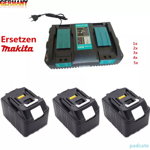 Makita Akku 18V 6.0Ah Akku BL1860 Li-Ion & Doppel Ladegerät DC18RD BHP451 BCS550