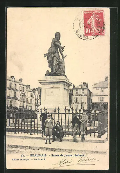 CPA Beauvais, Statue de Jeanne Hachette 1910