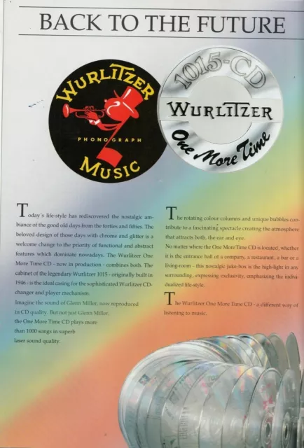 Original Wurlitzer 1015 OMT CD Jukebox Color Brochure Flyer 2