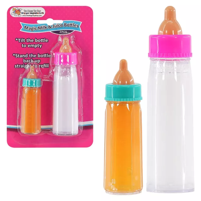 BiBi Doll Set of 2 Dolls Feeding Bottles New Born Baby Doll Magic Milk Girls Toy