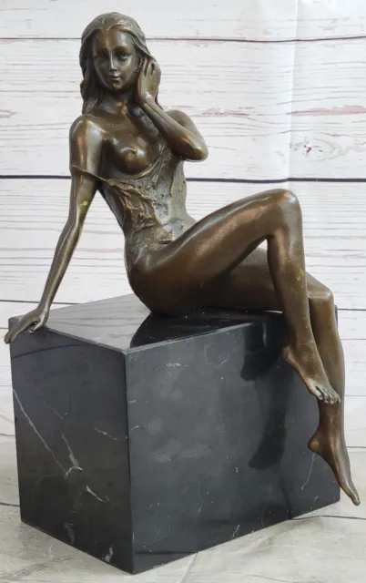Art Déco Escultura Desnudo Niña Mujer Desnuda Diosa Bronce Estatua Figura Arte