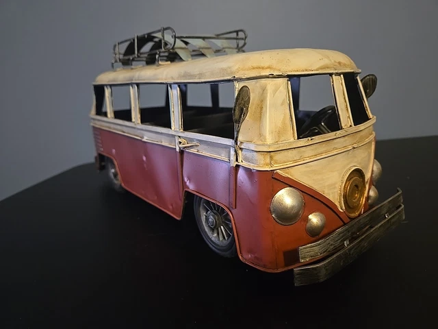 Volkswagen Deluxe Bus Metal Decor VW Van Roof Rack Surfboards Collectible Art