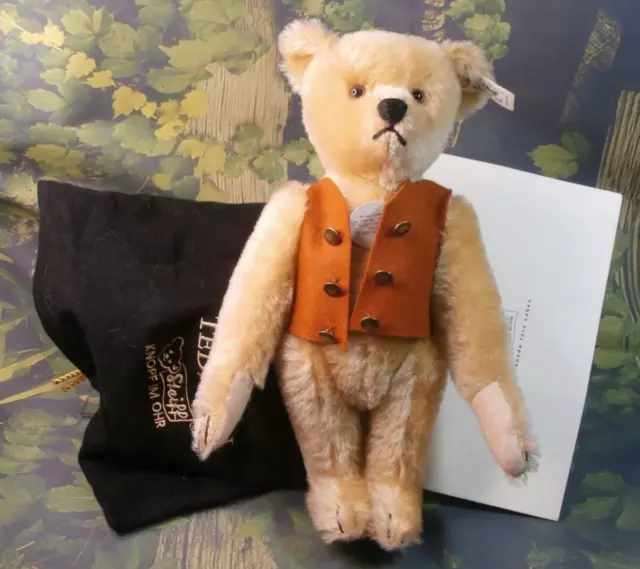 STEIFF Replica Teddy / Teddybär BU mit Weste (407161), blond, 30 cm