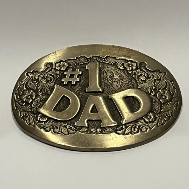 Vintage Solid Brass #1 Dad Belt Buckle - Award Design Medal Inc.