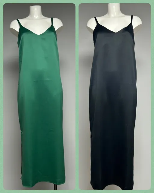 Ex Peacocks Ladies Satin Look Slip Midi Dress Sizes 10 12