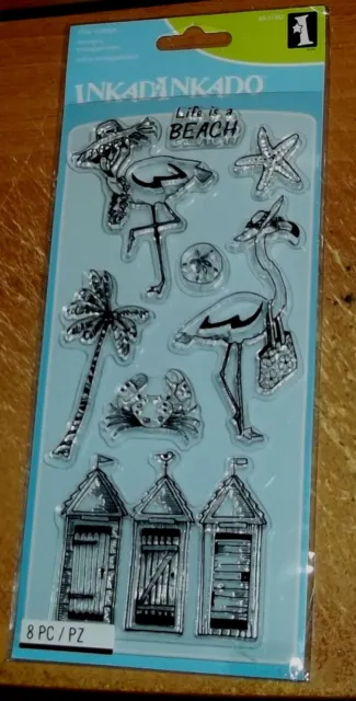 CLEAR ACRYLIC INKADINKADO STAMPS PATTERNED FLAMINGO FUN ~Life is..  wks CTMH blk