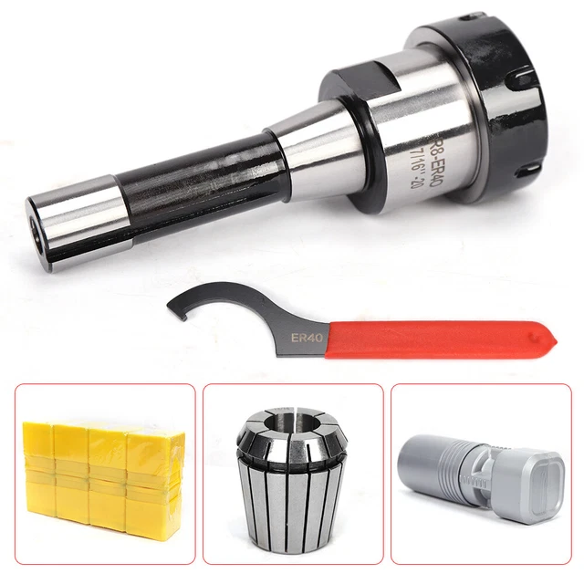 R8 ER-40 Collet Chuck Set ER40 Collets & R8 Shank Collet Chuck Holder Spanner