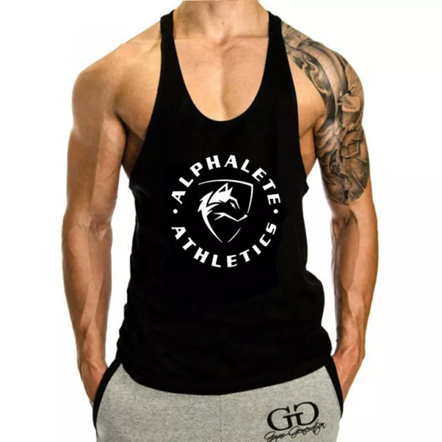Men's Gym Workout Tank Tops Muscle Tee Stringer Bodybuilding Sleeveless T- Shirts
