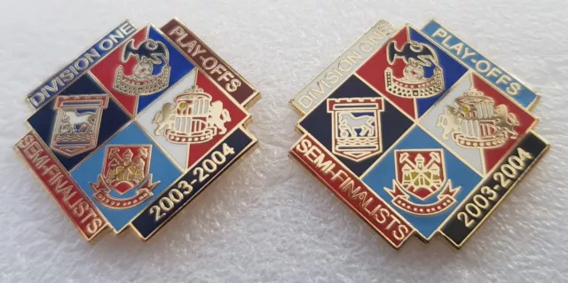 Football Badges 03/04 Crystal Palace/Sunderland/Ipswich Town x 2