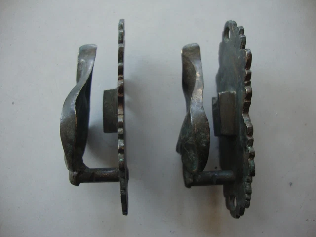 Antique pair brass curtain tie backs 5