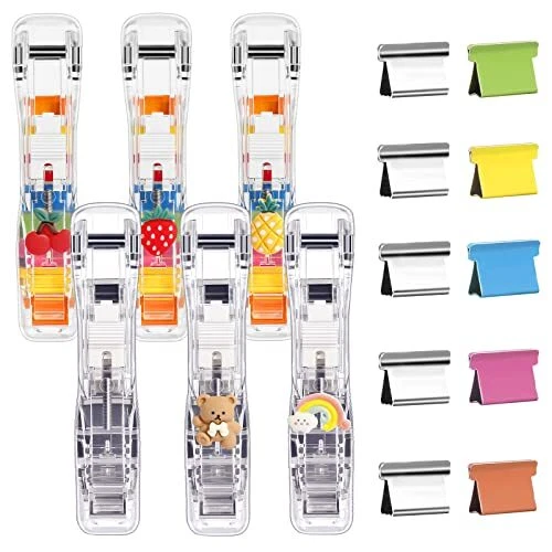 6pcs Paper Clip Dispenser,Clam Clip Dispensers with 200 Metal Refill Clips,Ha...