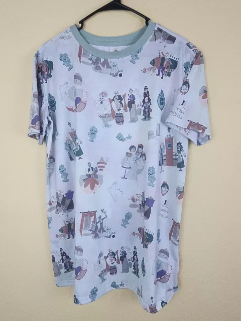Disney Haunted Mansion T-shirt Mens Size 2xL Blue All over Short Sleeves Graphic