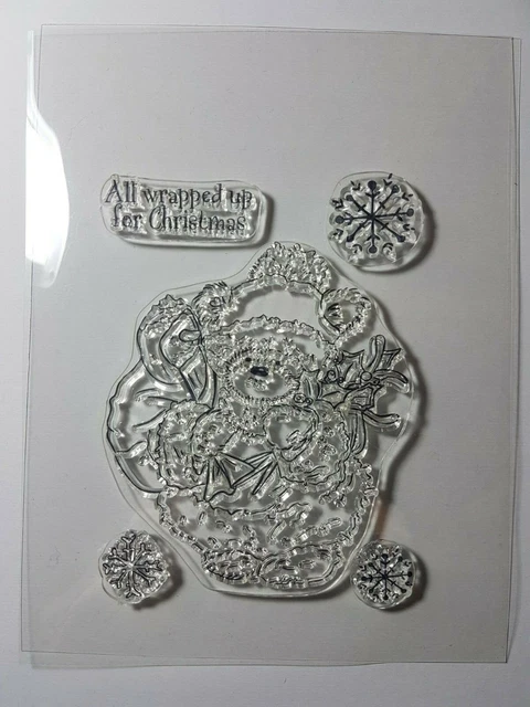 Christmas Stamp Set Craft Bear Snowflake Holly Card Making Scrapbook Block