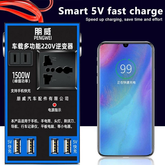 Neuf Portable puissance Voiture Convertisseur 12v/24V À Dc 110V/220v Chargeur