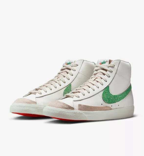 NIKE $210 Blazer Mid ‘77 NEW White Green Leather High Sneakers M 7.5 W 8.5 9