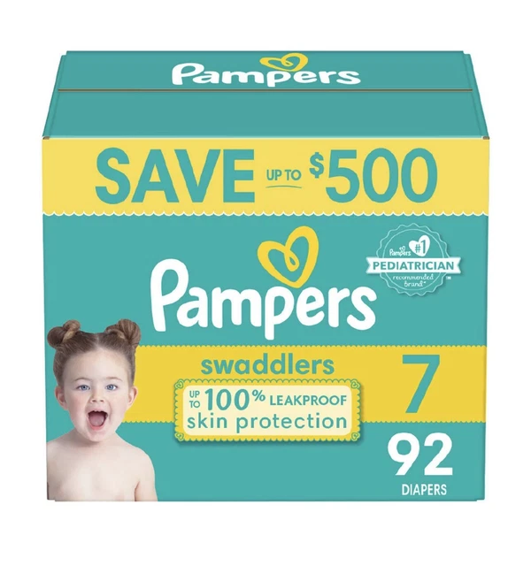 Pampers Swaddlers Active Baby Diapers Super Pack - Size 7- 92