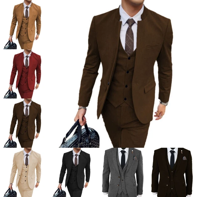 Blazer da uomo 3 pezzi abiti sposi uomo d'affari formali smoking matrimonio 42r 44r 46r