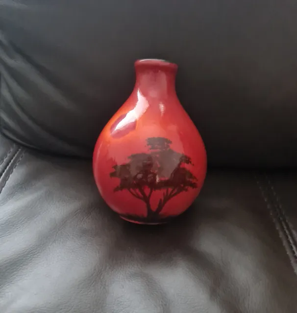 Poole Pottery Vase African Sky, Orange & Red In Excellent Condition.