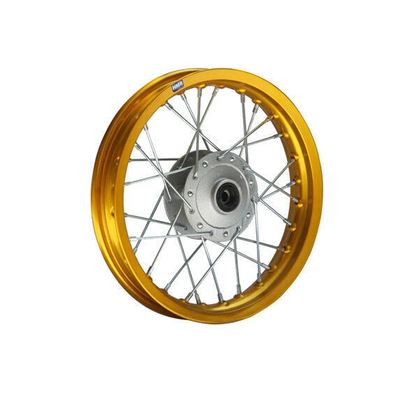 HMParts Pit Bike Dirt Cross Cerchio Alluminio Anodizzato 12 Pollici Frontale Oro