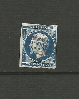France 1854 timbre oblitéré Y&TN°14A 20 c. bleu noir Napoléon III /TR5370