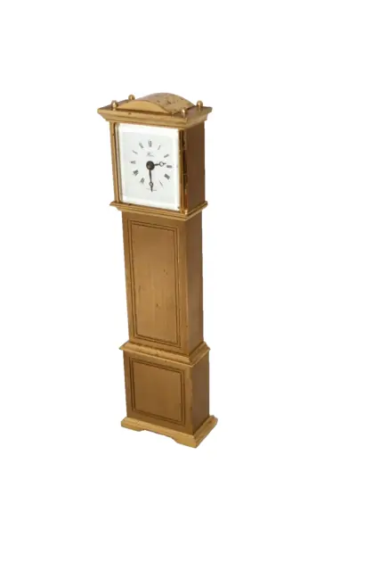 Weiss Vintage Miniature Solid Brass Longcase Grandfather Clock Working 8.5"