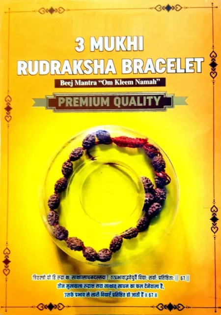 Premium Qualität 3 Mukhi Nepali Rudraksha Armband mit laborgeprüftem...