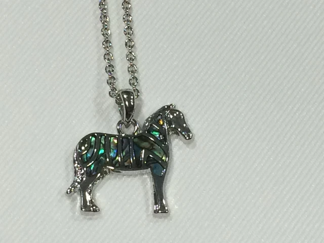 Beautiful Natural Abalone Paua Shell Zebra Pendant Necklace On Chain