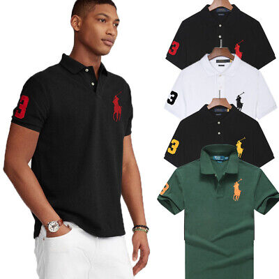 Polo POLO Ralph Lauren da uomo Maglia manica corta Camicia Slim Fit T-shirt Big Logo 