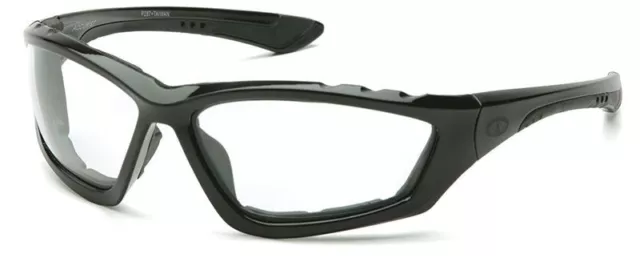 Pyramex Accurist Safety Glasses Black Frame Foam Gasket Clear Anti-Fog Lens