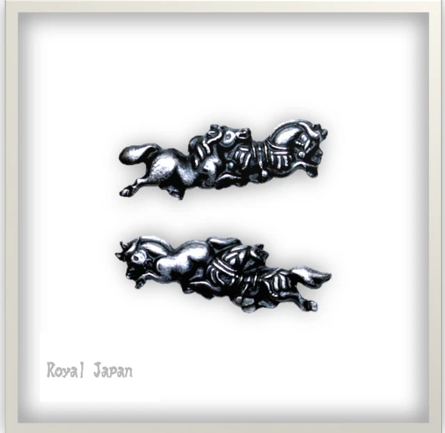 JAPANESE SWORD ORNAMENT Menuki samurai KATANA Two horses design alloy