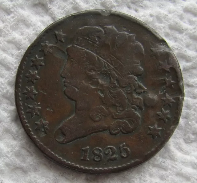 1825 1/2C Classic Head Half Cent Rare Early Key Date VF Detail Damaged