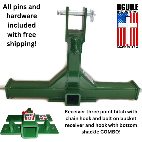Three point hitch receiver chain grab hook bucket hook receiver hooks Combo