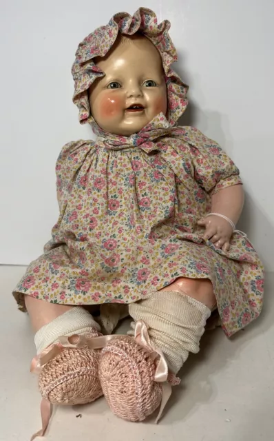 Vintage 19” EIH Horsman Baby Dimples Doll Composition & Cloth Baby Doll 1920s